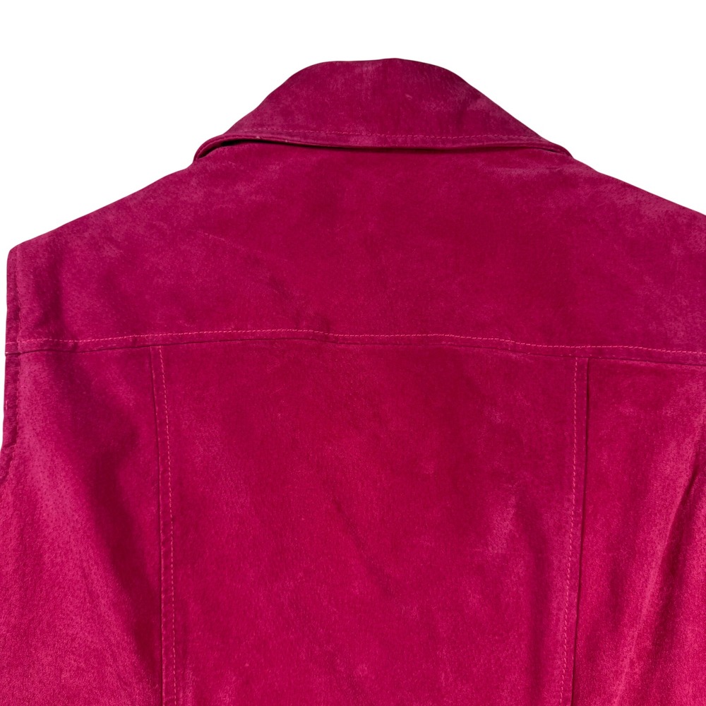 Christopher & Banks Magenta Pink Suede Leather Vest Button Front XL Vintage - Picture 8 of 15